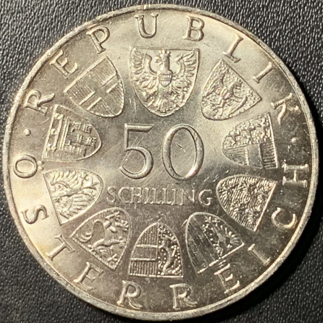 紫瑗钱币——第317期拍卖 奥地利 1970年 总统卡尔蕾纳 诞辰100周年 50先令 20克 0.9银 UNC