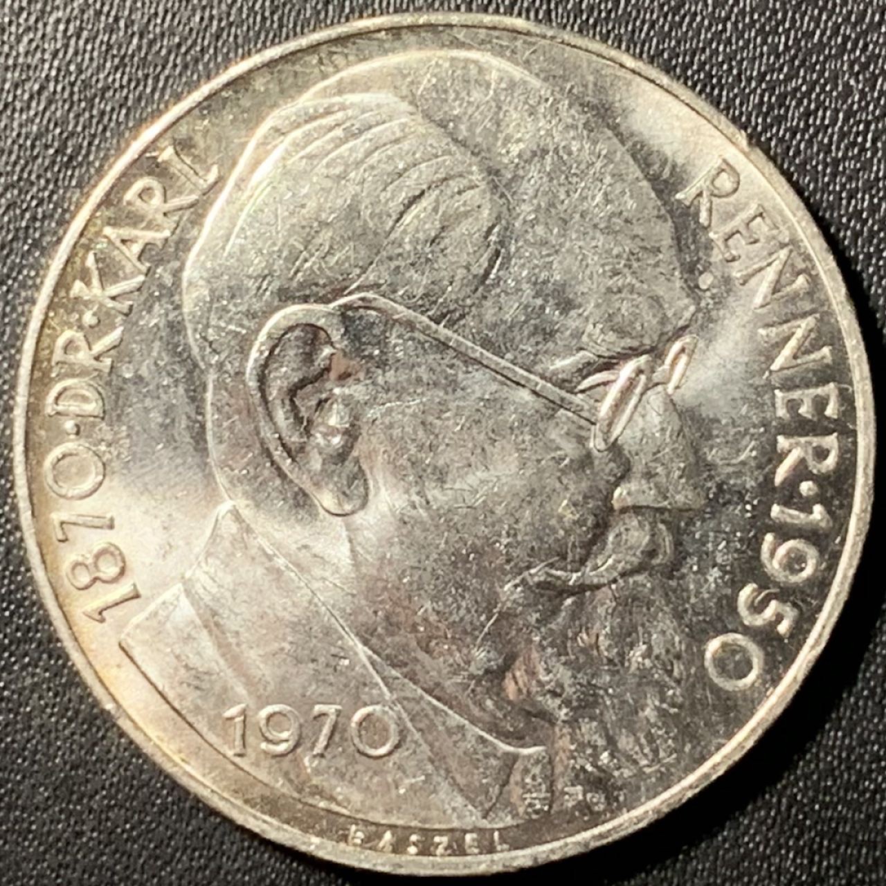 紫瑗钱币——第317期拍卖 奥地利 1970年 总统卡尔蕾纳 诞辰100周年 50先令 20克 0.9银 UNC