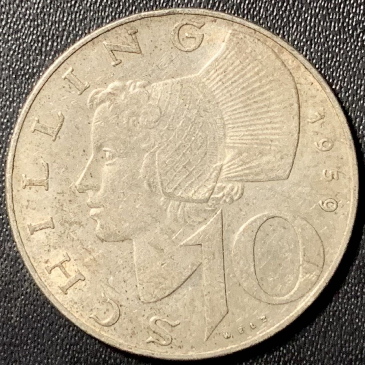 紫瑗钱币——第296期拍卖 奥地利 1959年 女神 10先令 7.5克 0.64银