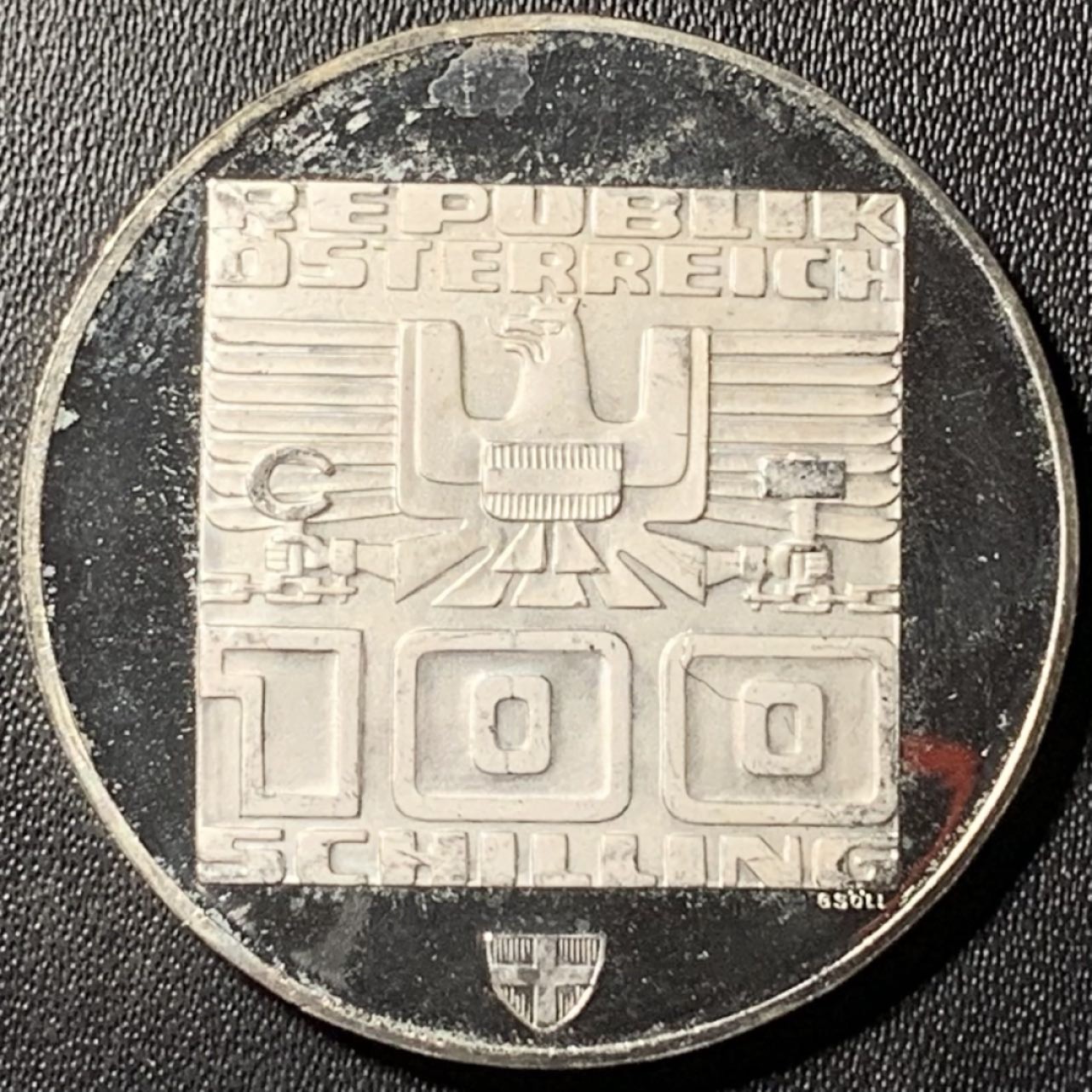 紫瑗钱币——第296期拍卖 奥地利 1976年 因斯布鲁克冬奥运 滑雪 100先令 24克 0.64银 精制