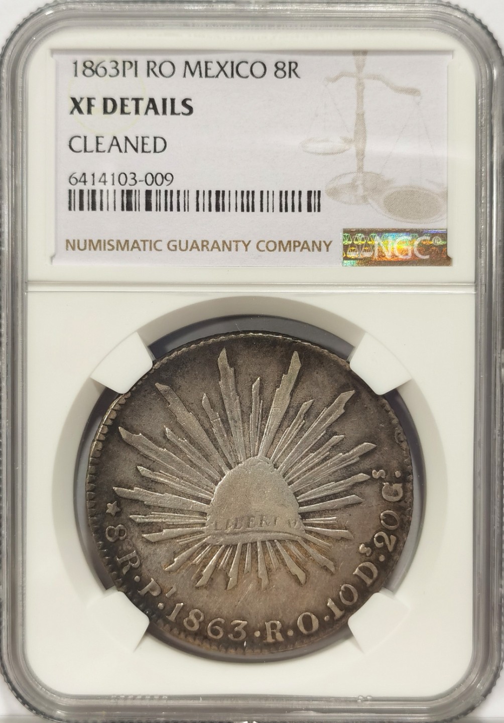 博洋堂章牌藏家系列场①暨第029期（全场包邮） NGC XF 墨西哥1863年PI RO版鹰洋 中期少见 原味包浆