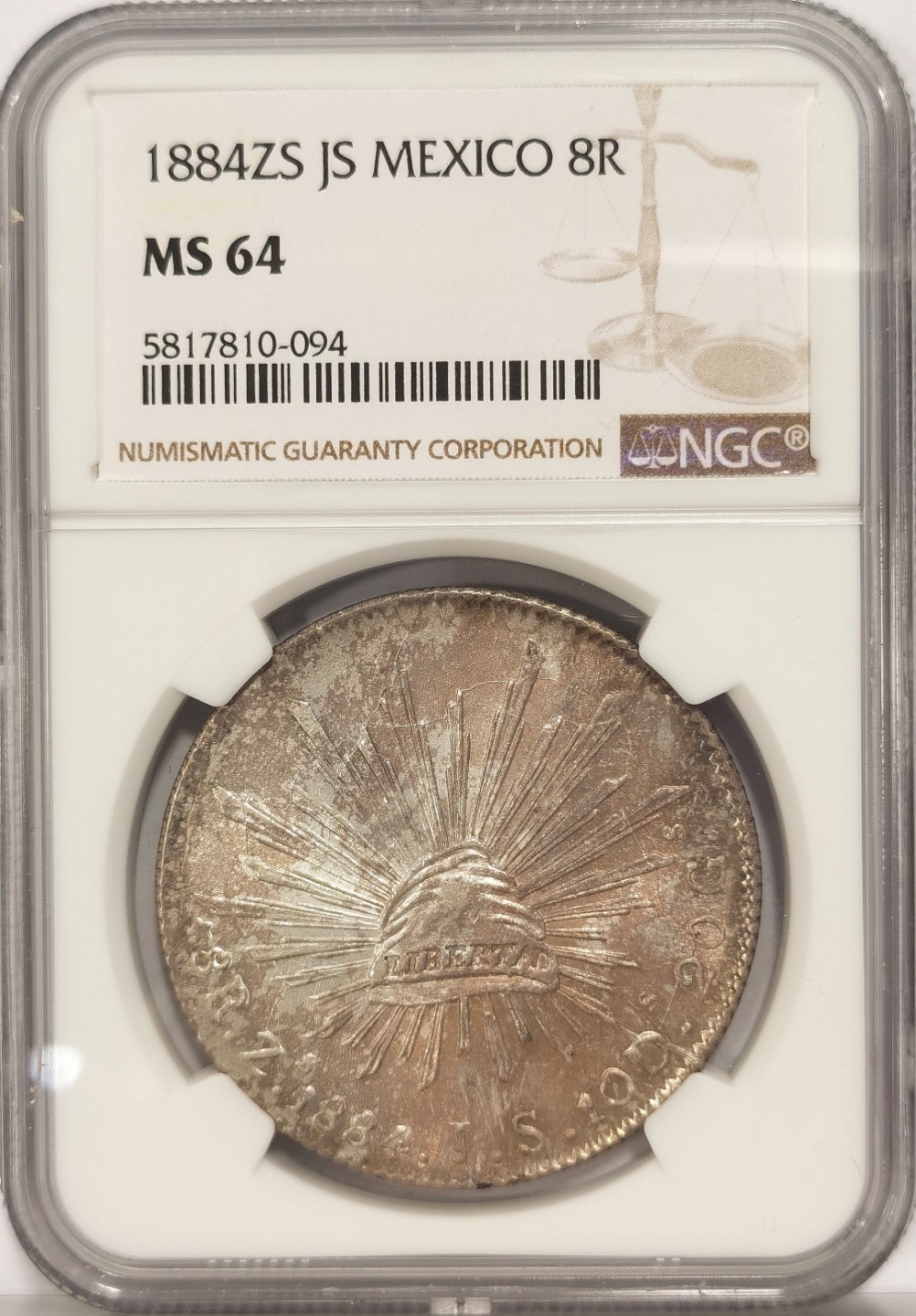 博洋堂章牌藏家系列场①暨第029期（全场包邮） NGC MS64 墨西哥1884年ZS JS版花边鹰洋，带光 带点包浆