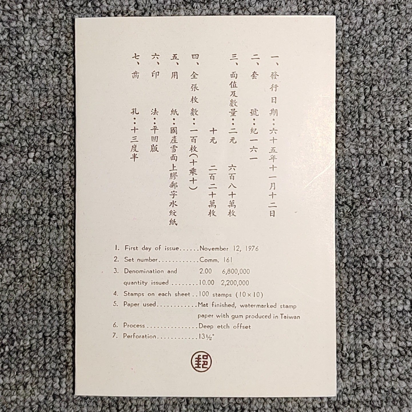 纪161 第十一届全国代表大会纪念邮票邮折