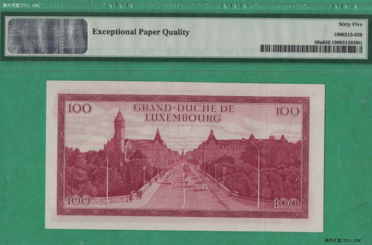 卢森堡100法郎 1970年 E冠 欧洲纸币 实物图 UNC