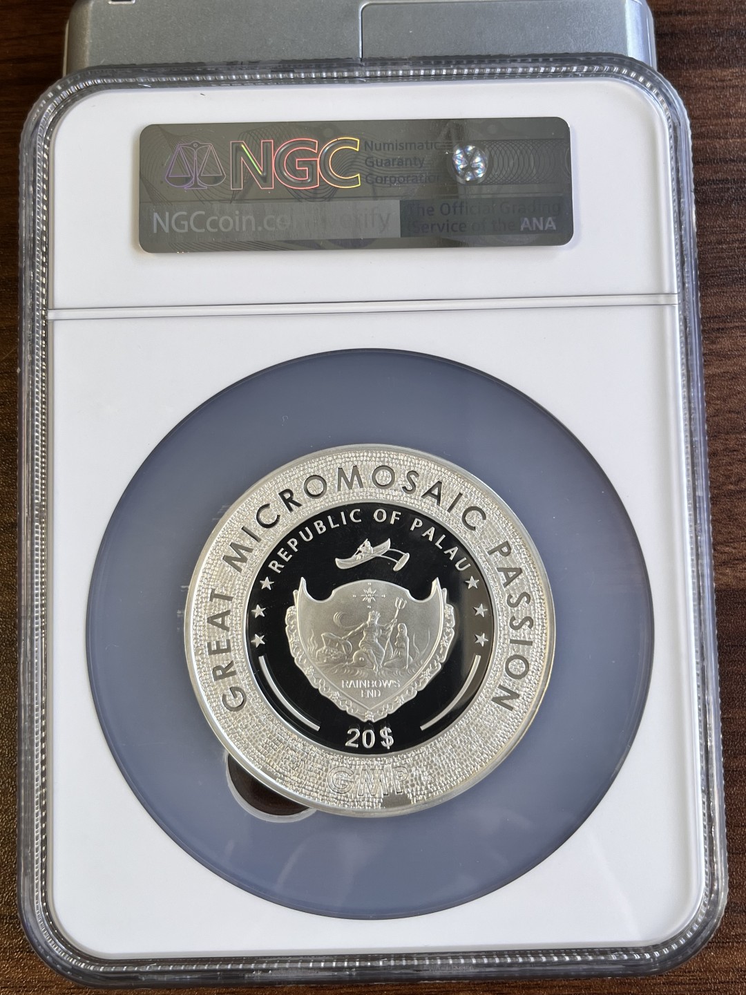 【海寧潮B】克劳斯获奖帕劳2017年马赛克维纳斯的诞生银币NGC-PF70原盒证书，编号161