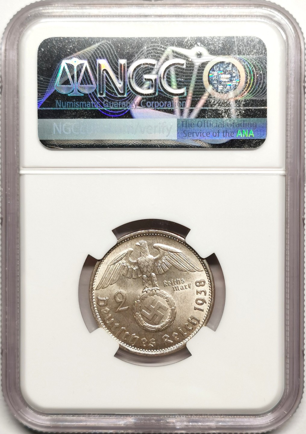 凡希社世界钱币微拍第二百四十一期 1938德国兴登堡2马克银币NGC-MS64