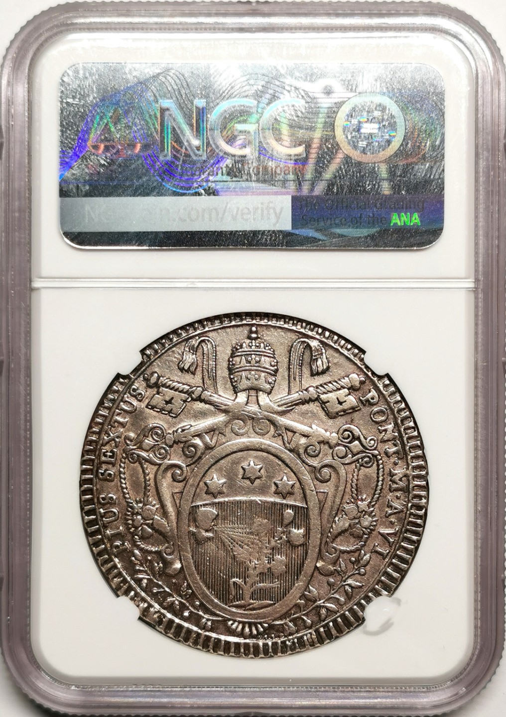 凡希社世界钱币微拍第二百四十一期 1780教皇国庇护六世SCUDO大银NGC-AID