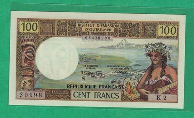 塔希提岛(大溪地)100法郎 1971年(1973年) 加PAEETE P-24 大洋洲纸币 实物图 UNC - 塔希提岛(大溪地)100法郎 1971年(1973年) 加PAEETE P-24 大洋洲纸币 实物图 UNC
