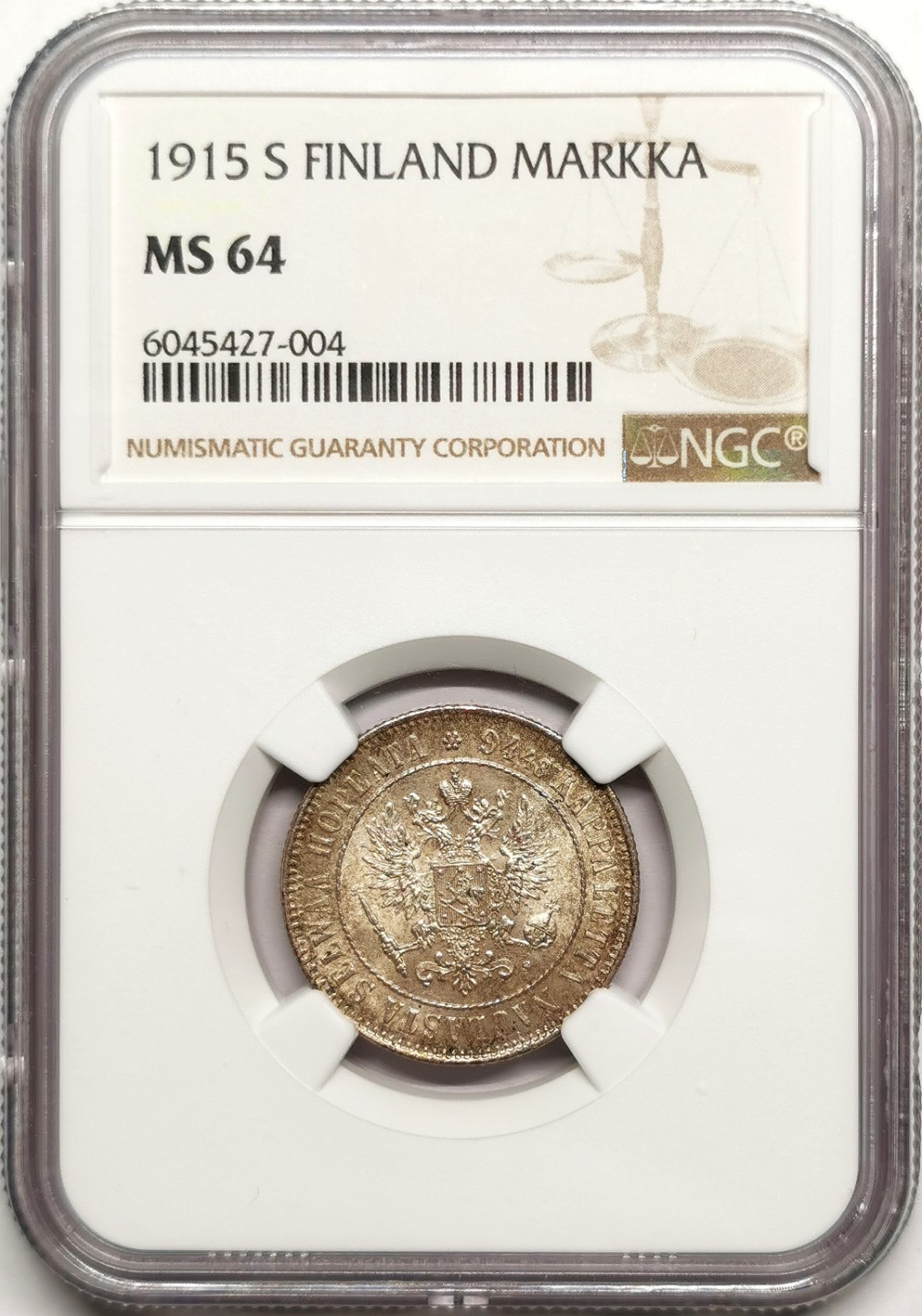 凡希社世界钱币微拍第二百四十一期 1915芬兰马克银币NGC-MS64