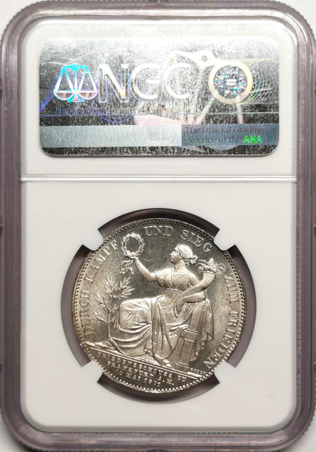 凡希社世界钱币微拍第二百四十一期 荐！1871巴伐利亚胜利泰勒NGC-MS65+类镜面收藏级！