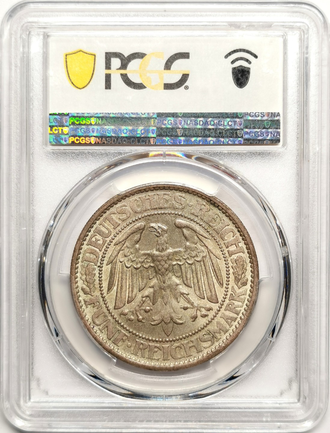 凡希社世界钱币微拍第二百四十一期 1927A魏玛橡树5马克大银PCGS-MS65收藏级！