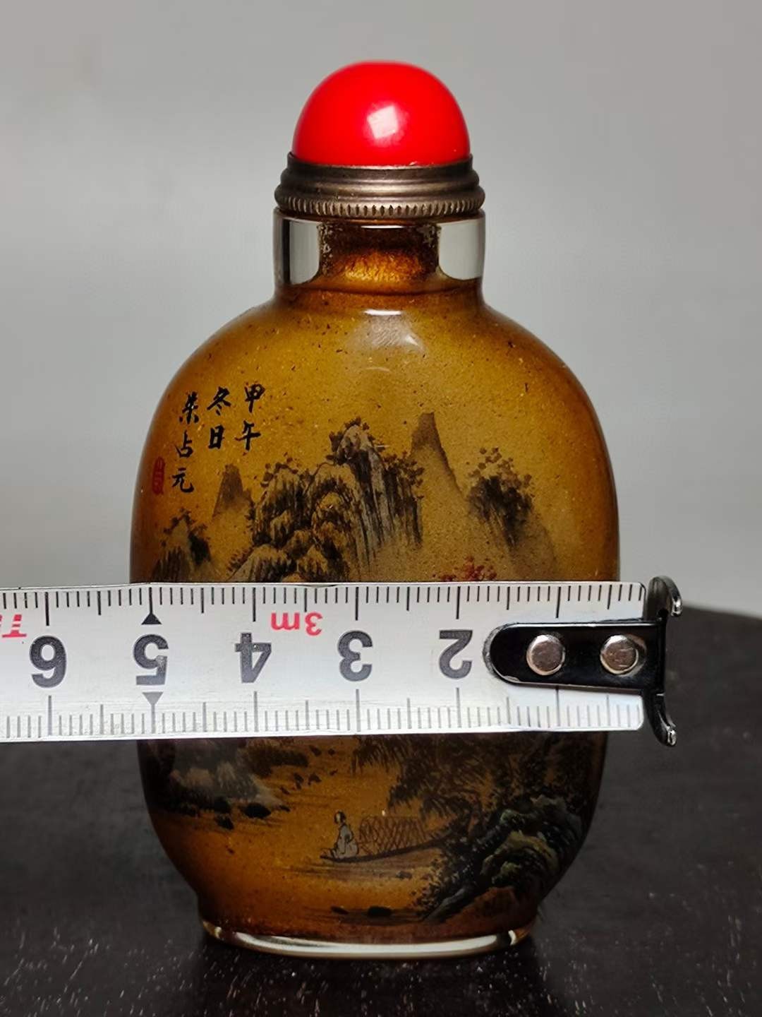 朱占元，手绘山水风景鼻烟壶。