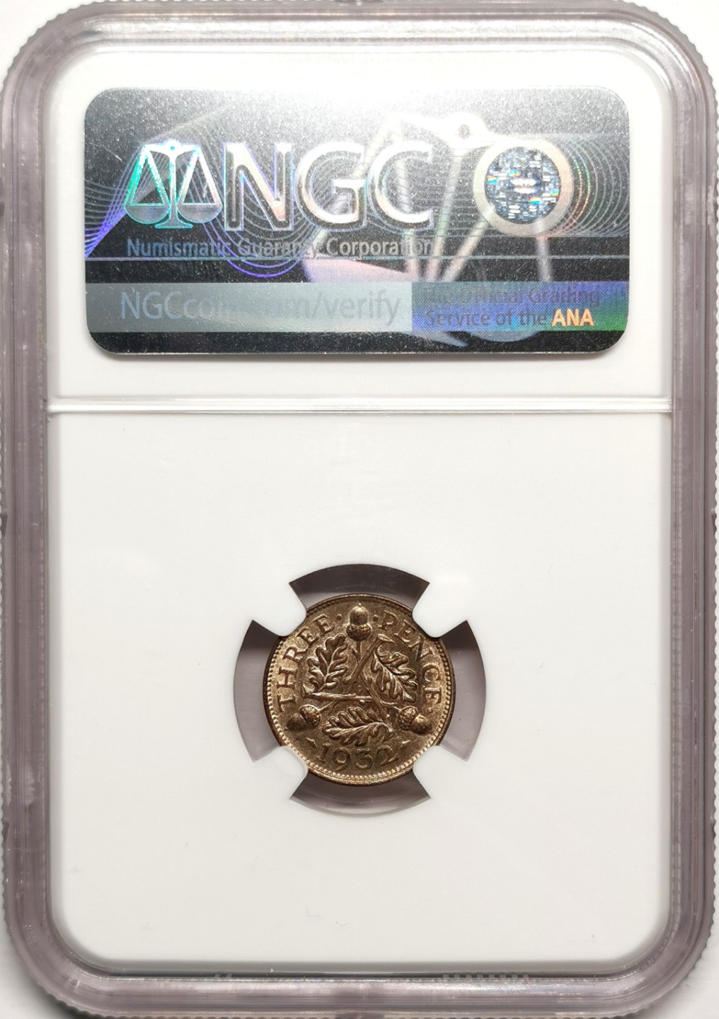 凡希社世界钱币微拍第二百四十一期 1932英国乔五3便士银币NGC-MS62