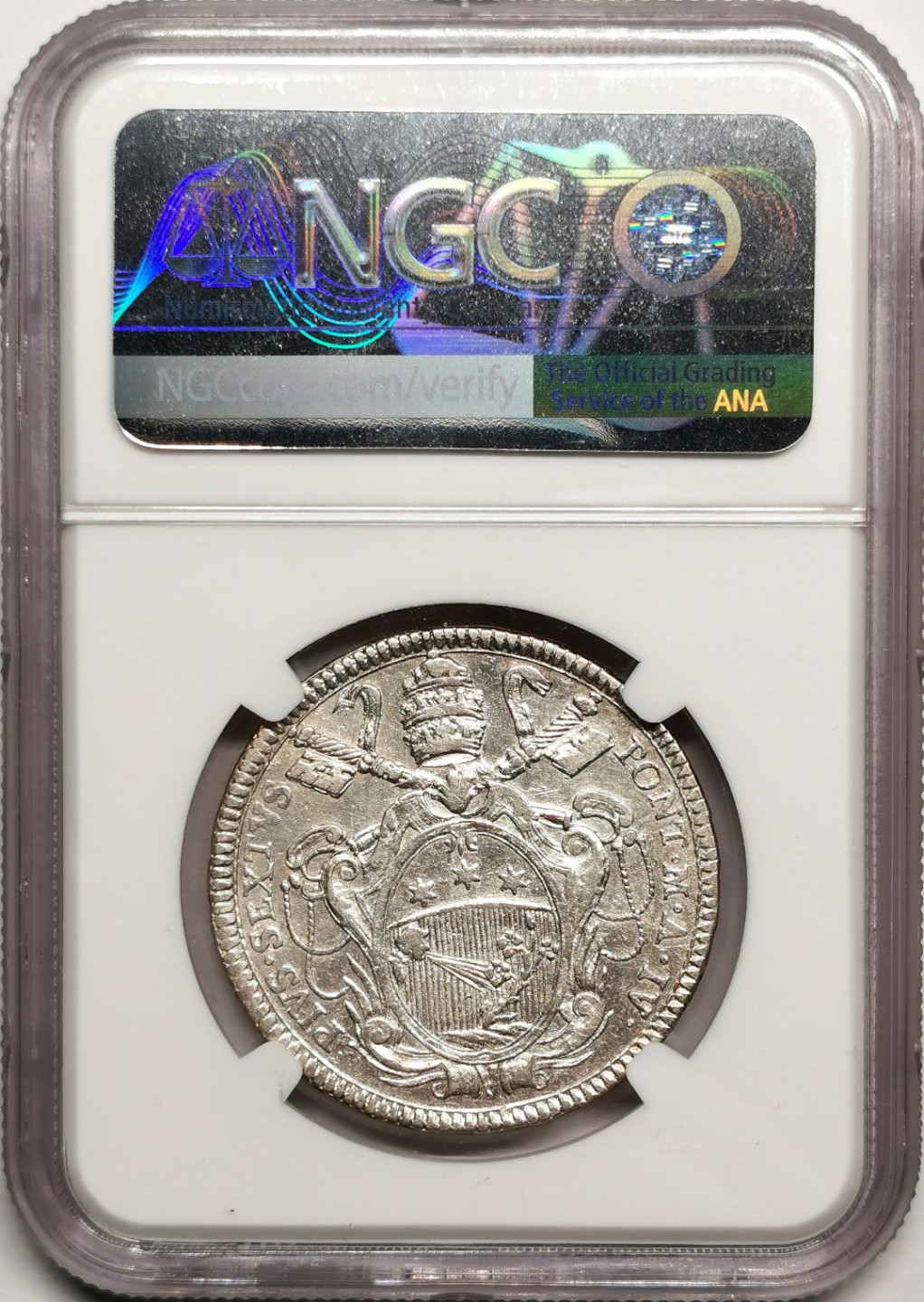 凡希社世界钱币微拍第二百四十一期 1778教皇国庇护六世1/2SCUDO银币NGC-XFD