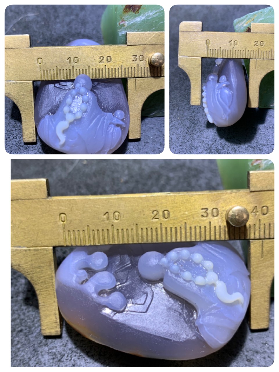 精美亚光高玉化巴西玛瑙手工雕刻参禅悟道把件（吊坠)一个！