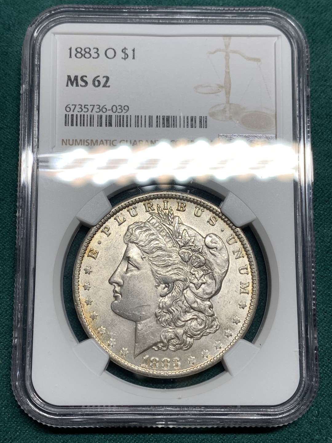 《竞宝斋》第171场-周日，周一2场 (全场包邮) NGC-MS62 美国1883年O版 摩根一元大银币 原光好品