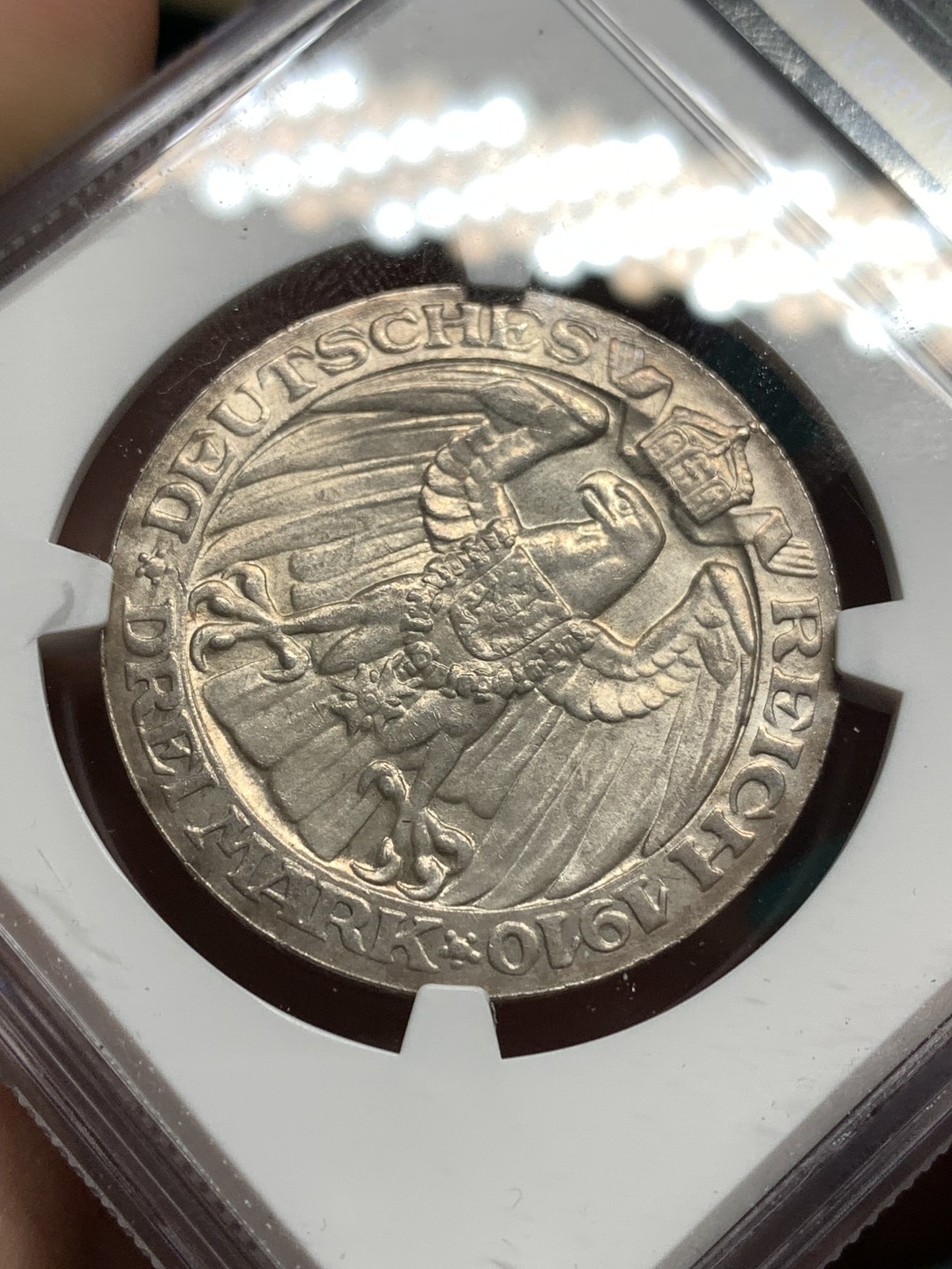 《竞宝斋》第171场-周日，周一2场 (全场包邮) NGC-MS64 德国普鲁士 1910年 柏林大学3马克银币 较少见