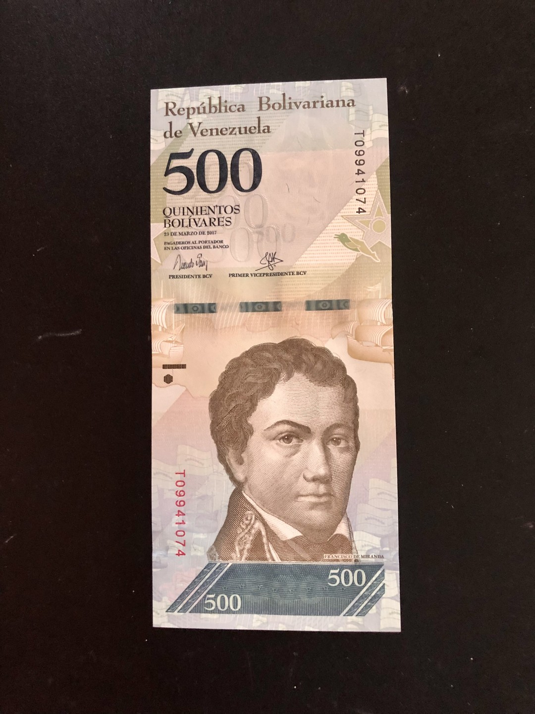 北极狼藏苑社捡漏专场. 94034-全新UNC 委内瑞拉500玻利瓦尔·彩虹币