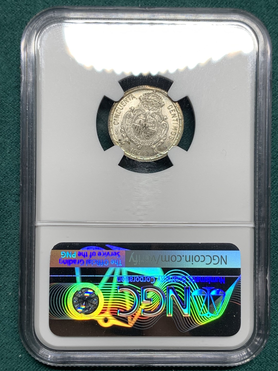 《竞宝斋》第171场-周日，周一2场 (全场包邮) NGC-MS64 西班牙1926年 阿方索十三世 50分银币