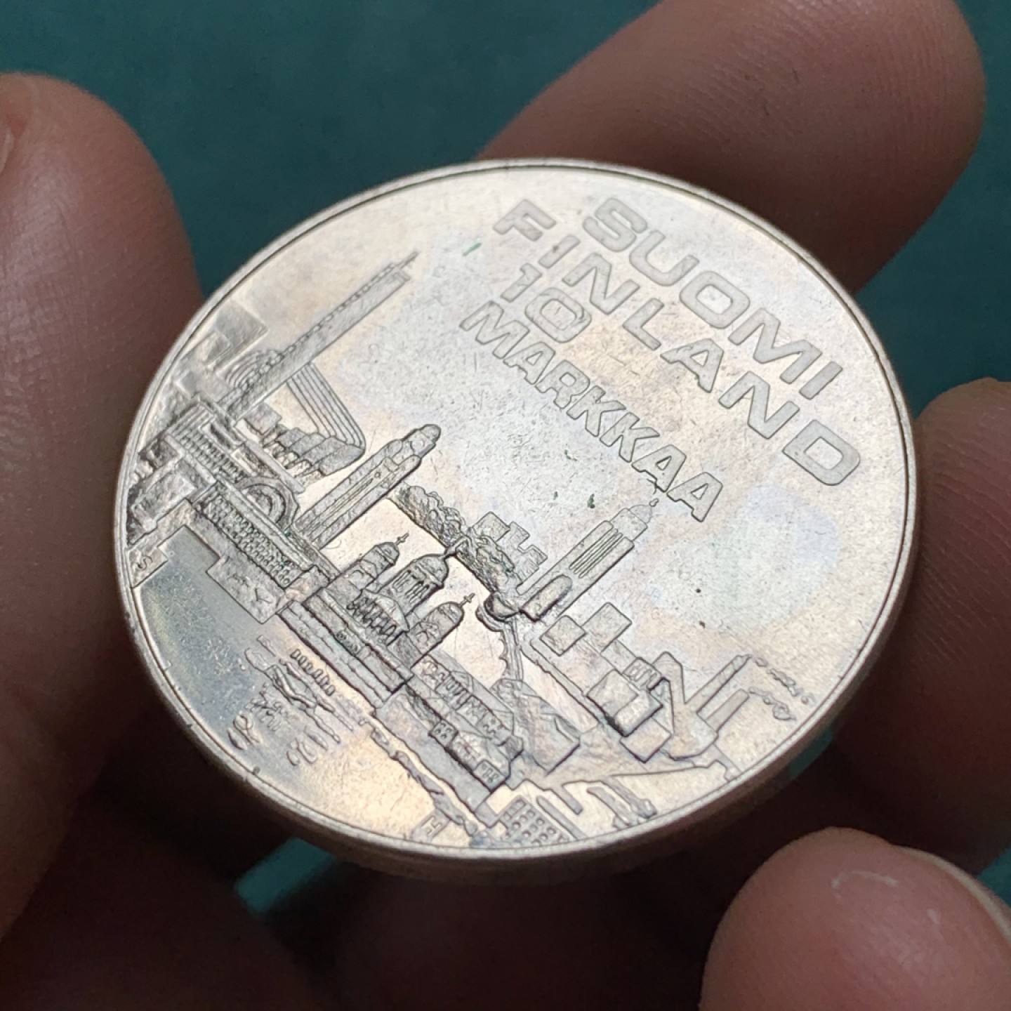 《竞宝斋》第171场-周日，周一2场 (全场包邮) 芬兰 1971年 欧运会 10马克 纪念银币 24.2克 十字车轮光