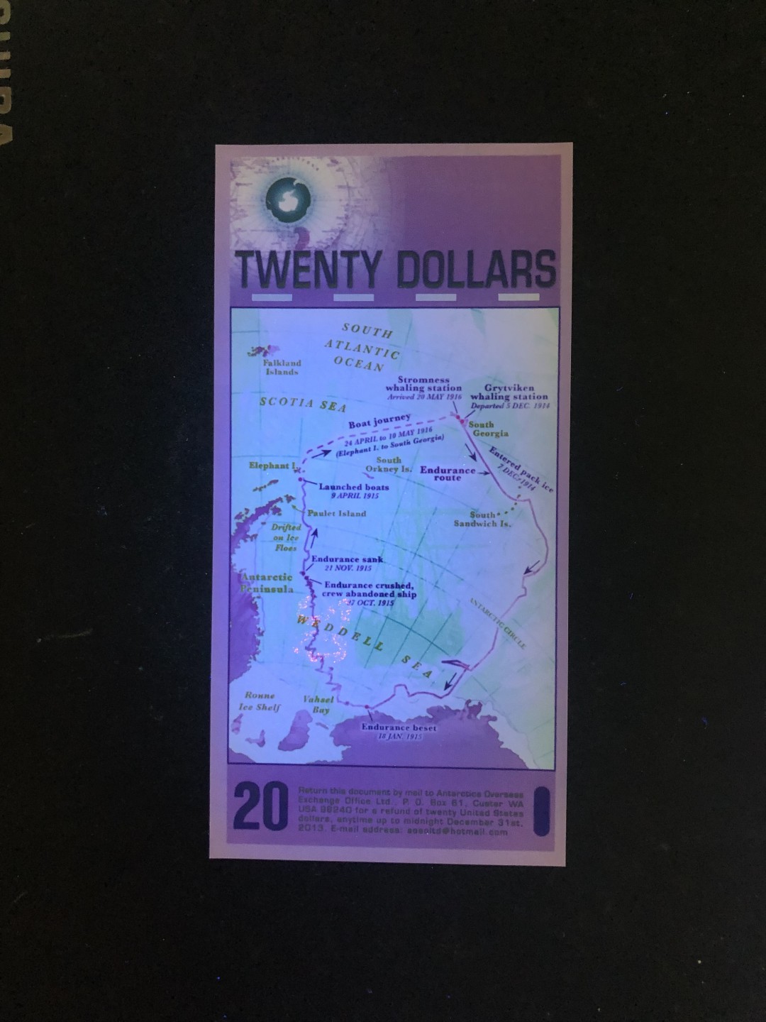 北极狼藏苑社捡漏专场. 94037-UNC 南极塑料钞20元·企鹅钞商业钞