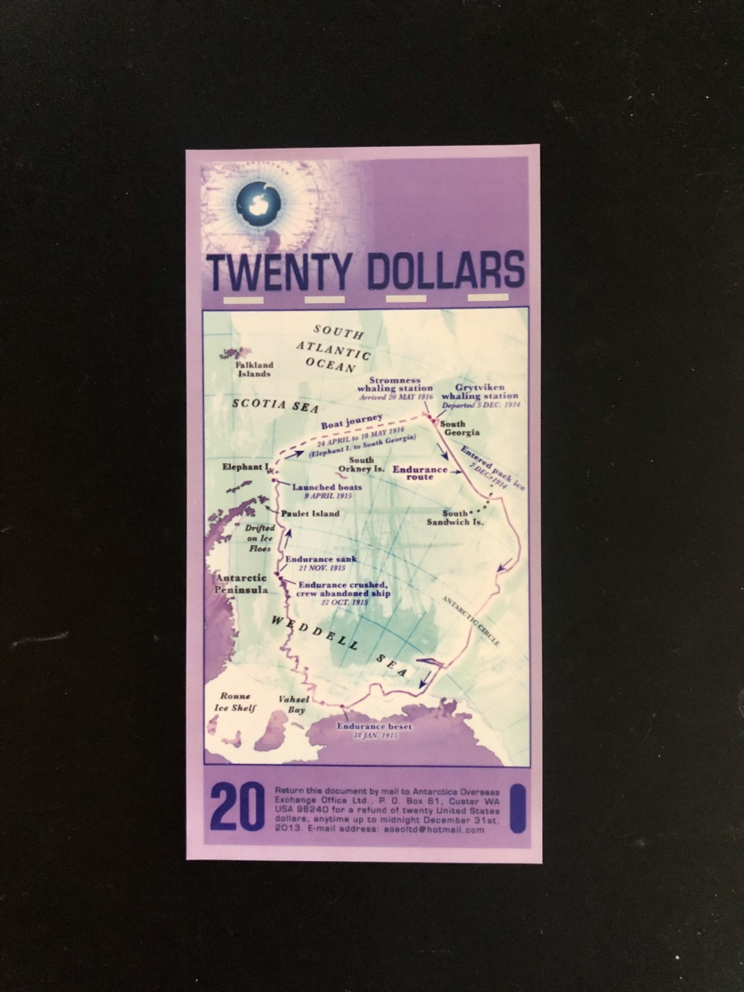 北极狼藏苑社捡漏专场. 94037-UNC 南极塑料钞20元·企鹅钞商业钞