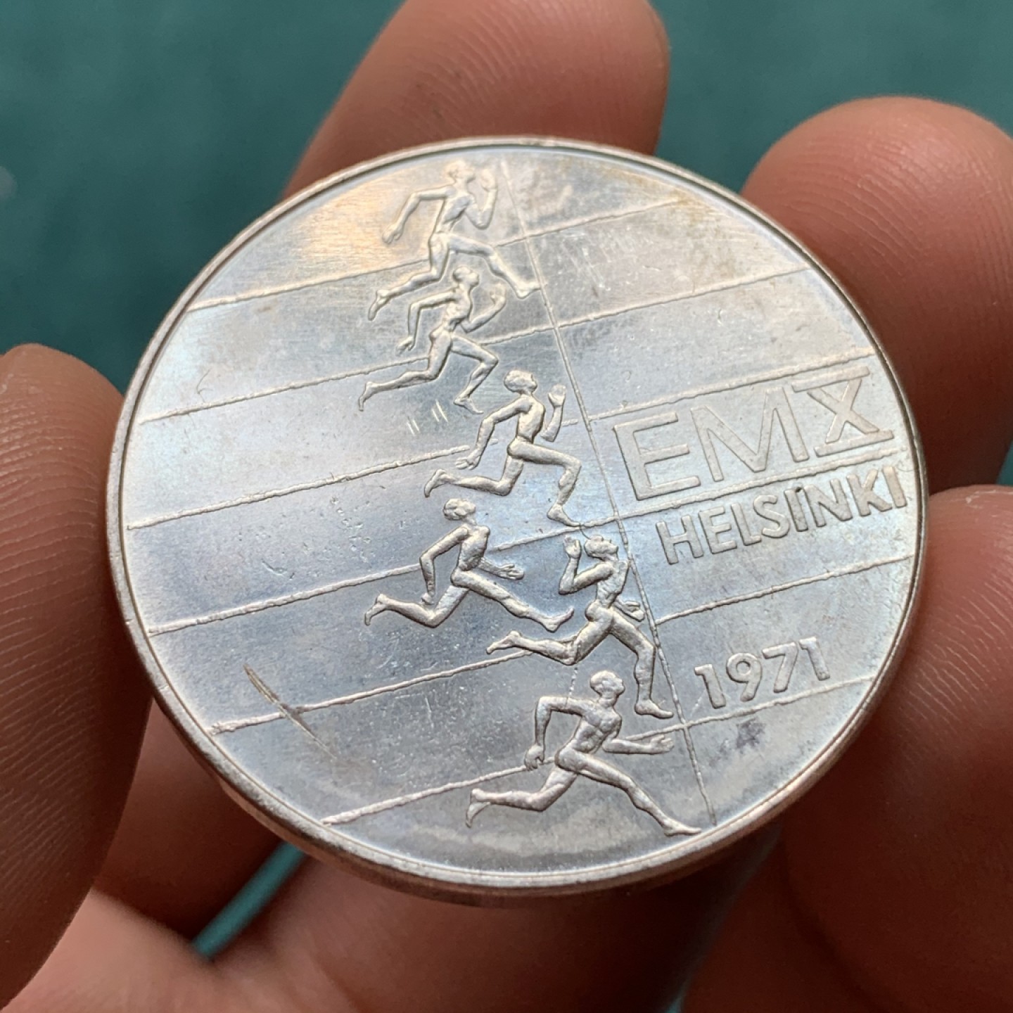 《竞宝斋》第171场-周日，周一2场 (全场包邮) 芬兰 1971年 欧运会 10马克 纪念银币 24.2克 十字车轮光