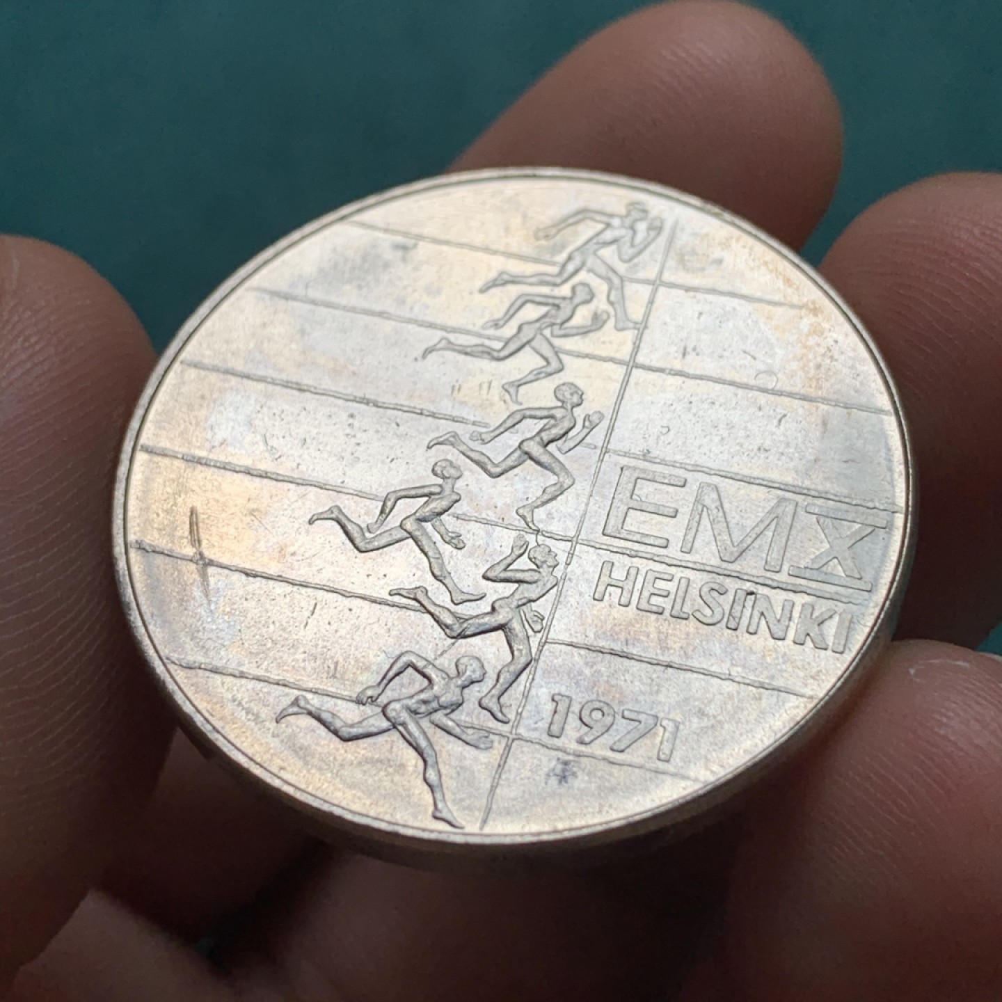 《竞宝斋》第171场-周日，周一2场 (全场包邮) 芬兰 1971年 欧运会 10马克 纪念银币 24.2克 十字车轮光