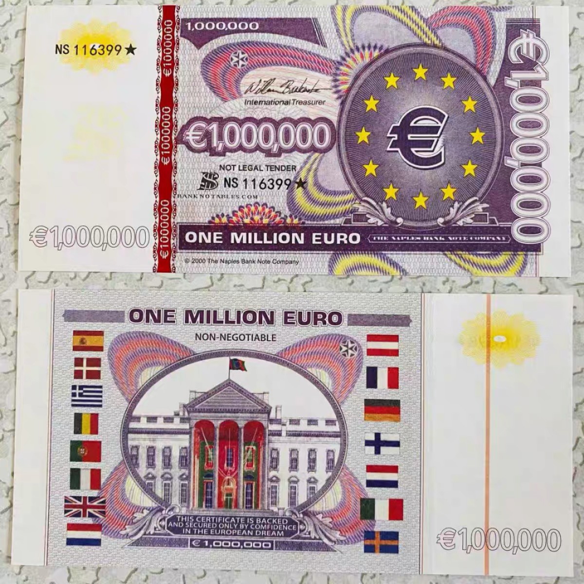 北极狼藏苑社一一（放漏福利专场） 98012-欧元百万测试钞.荧光防伪纪念钞（公众版）