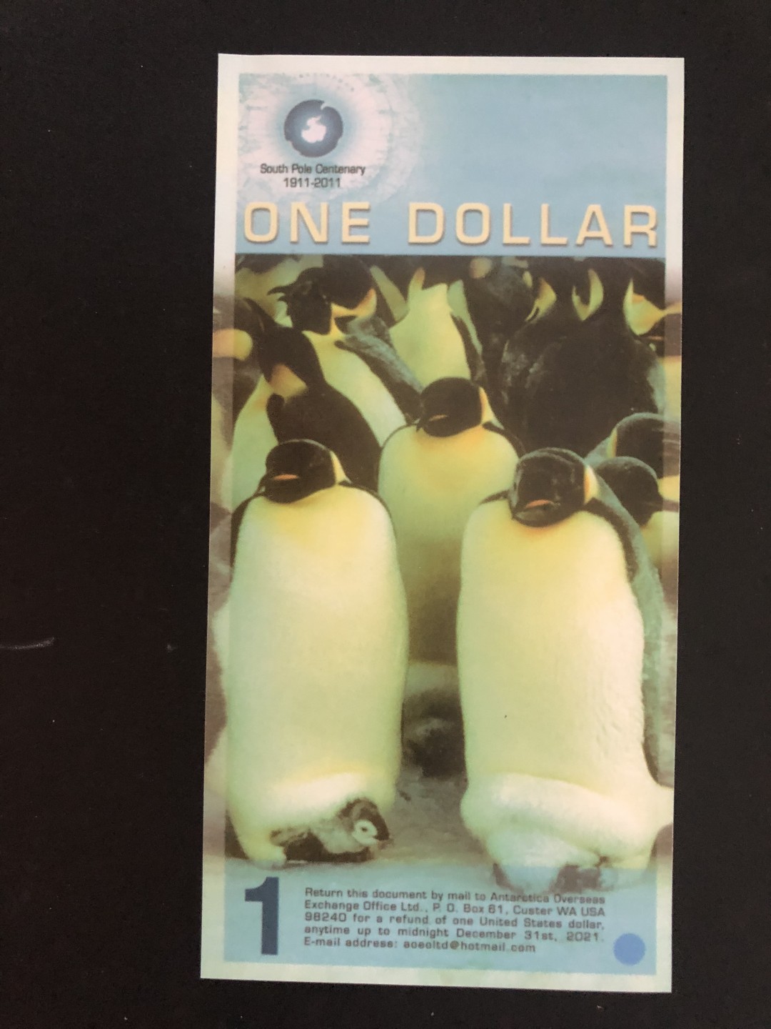 北极狼藏苑社捡漏专场. 94038-UNC 南极塑料钞1元·企鹅钞商业钞