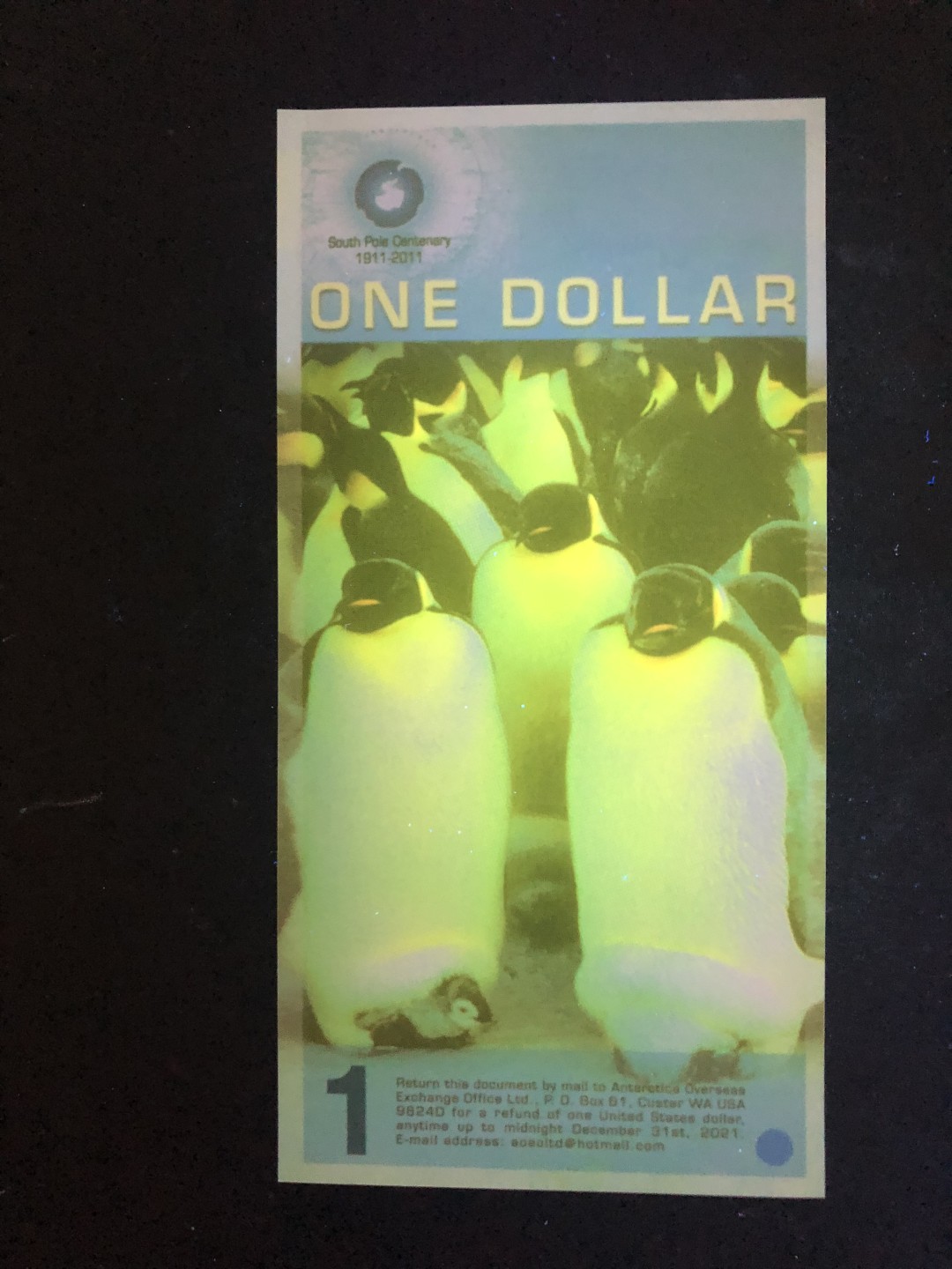 北极狼藏苑社捡漏专场. 94038-UNC 南极塑料钞1元·企鹅钞商业钞