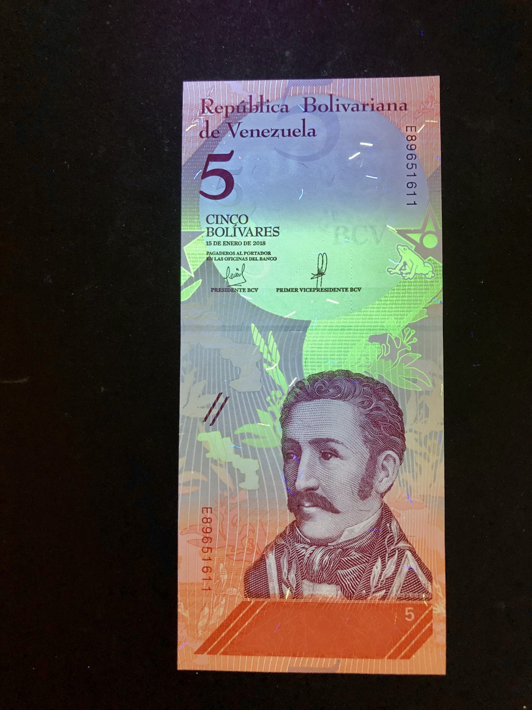 北极狼藏苑社（68）精品专场 94032-全新UNC 委内瑞拉2018年 5 索伯拉诺·彩虹币