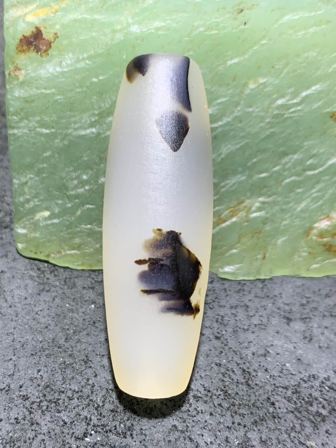 精美高玉化海洋玉髓手工俏色巧雕菊花大桶珠一个！