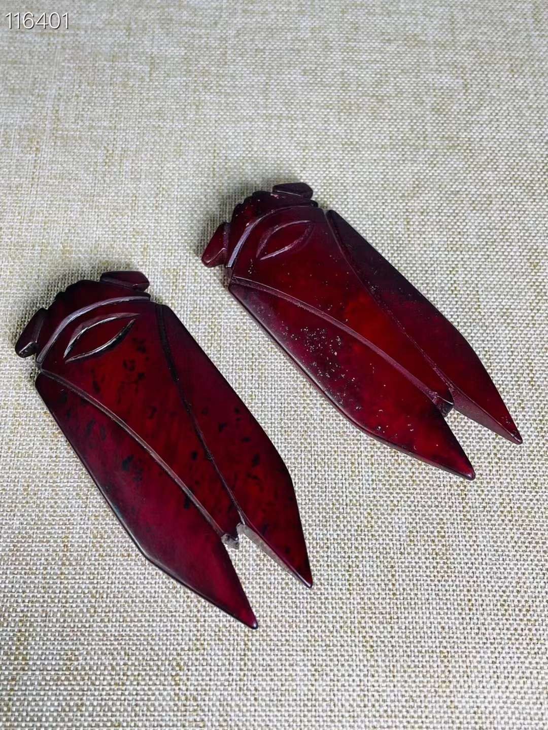 旧藏●精品和田红玉金蝉挂件