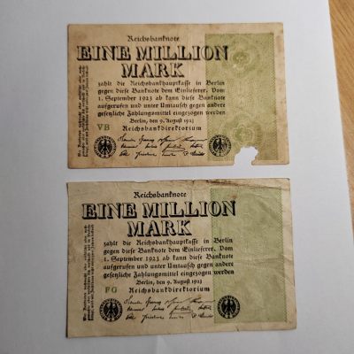 王之爱好～外国纸币 - 1923年，100万马克，德国纸币
