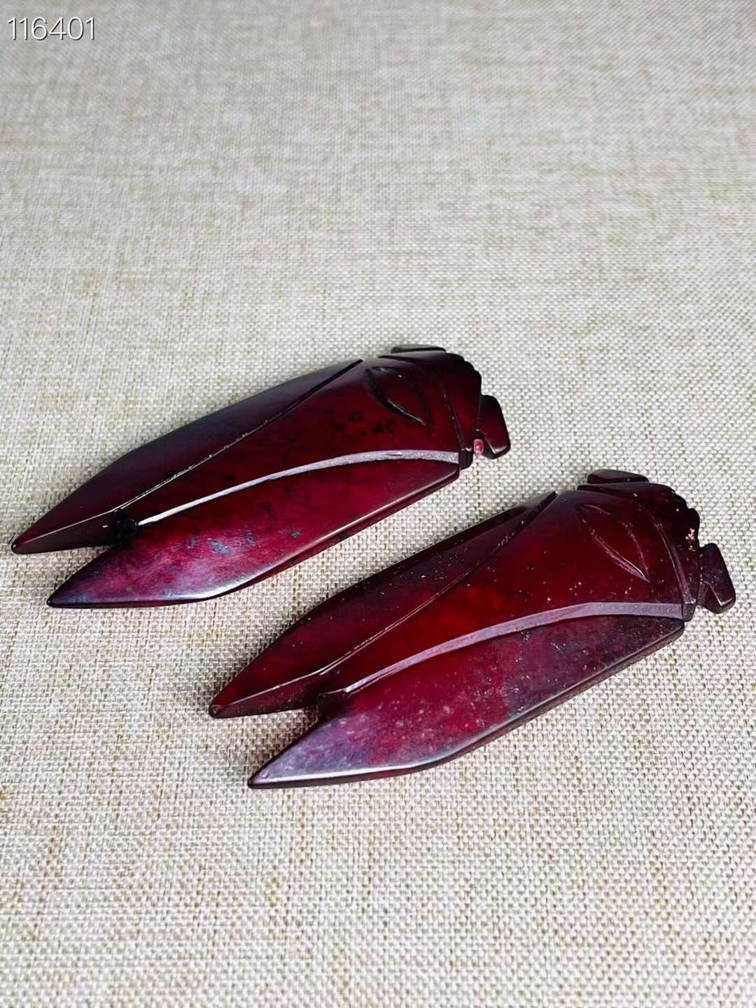 旧藏●精品和田红玉金蝉挂件