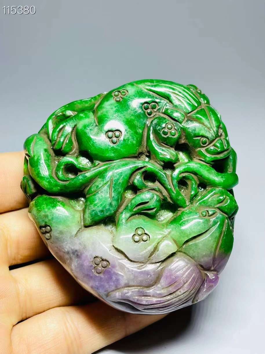 旧藏●天然老翡翠精雕手把件