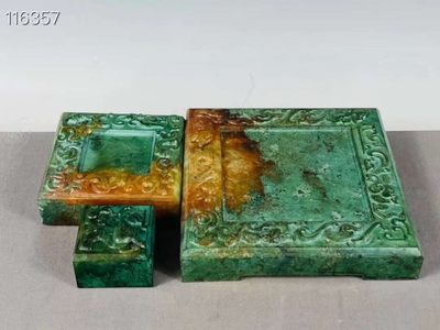 旧藏●精美和田玉彩绘组合印章 旧藏●精美和田玉彩绘组合印章