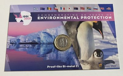 S&S Numismatic世界钱币-拍卖 第50期 - 英属南极领地2021年 环境保护30周年-帝企鹅 1英镑双色纪念币