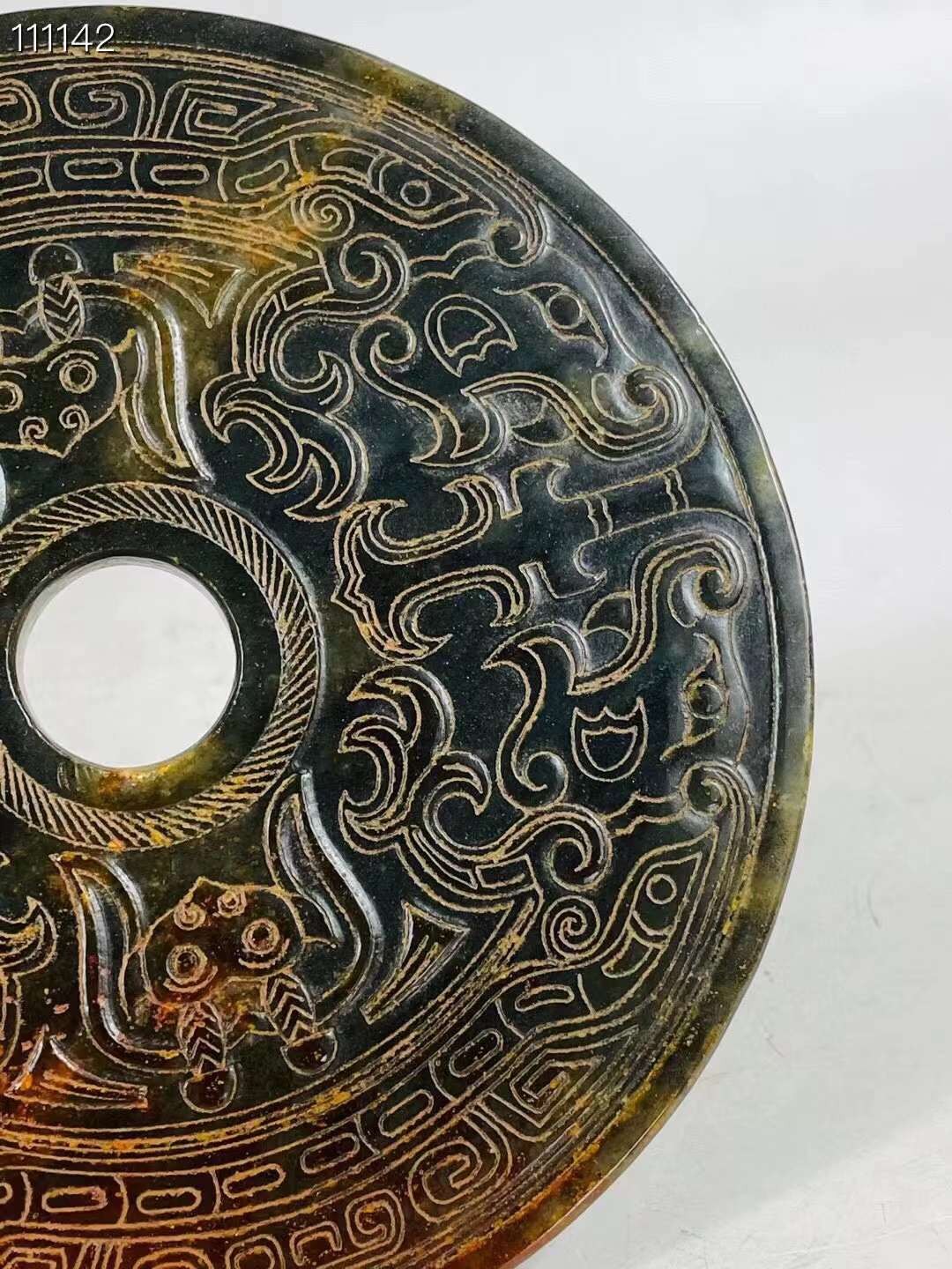 旧藏●精美高古玉精雕玉璧一对