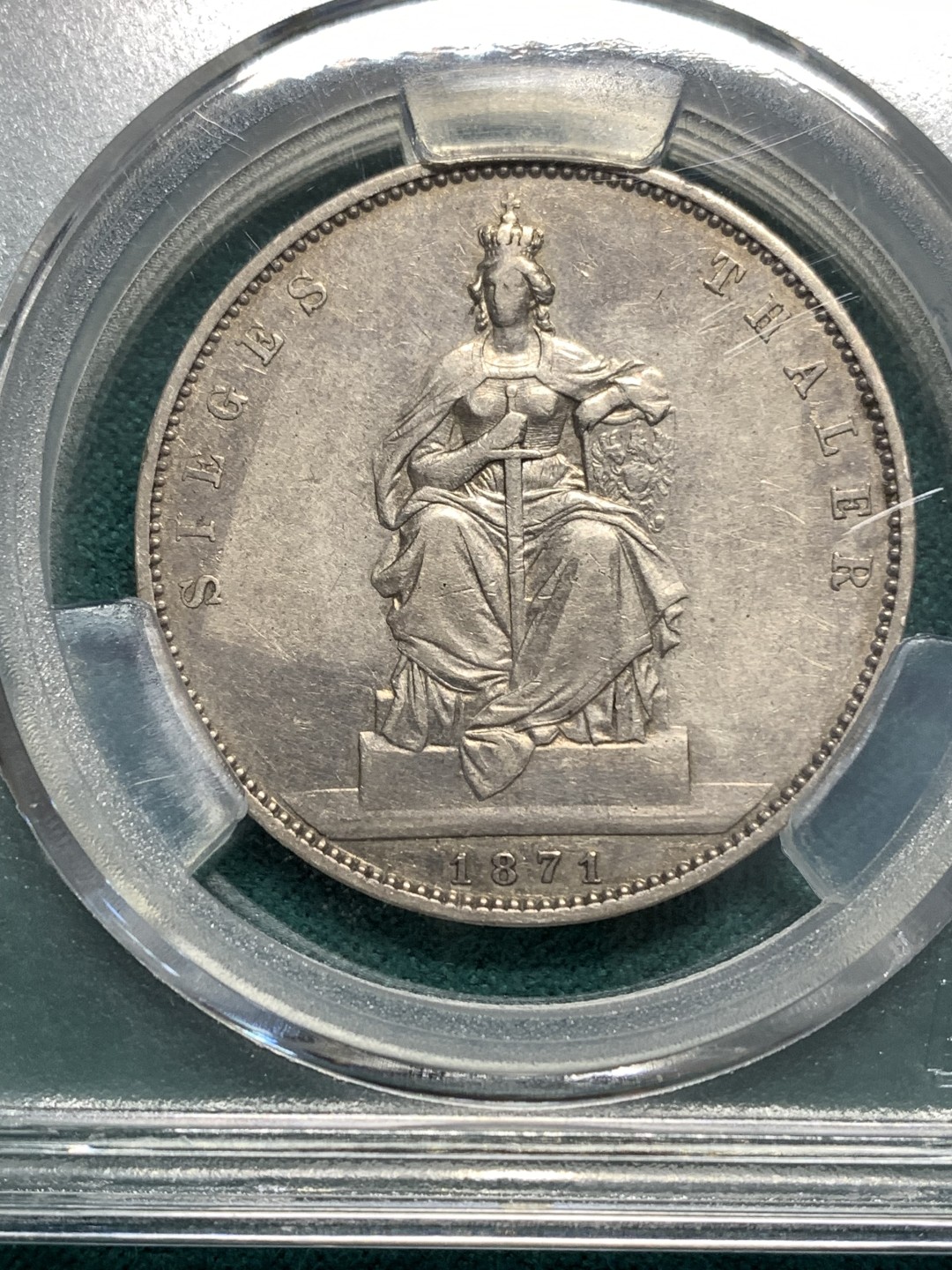 《竞宝斋》第172场-周日，周一2场 (全场包邮) 1871年德国普法战争胜利1泰勒银币，原味好品