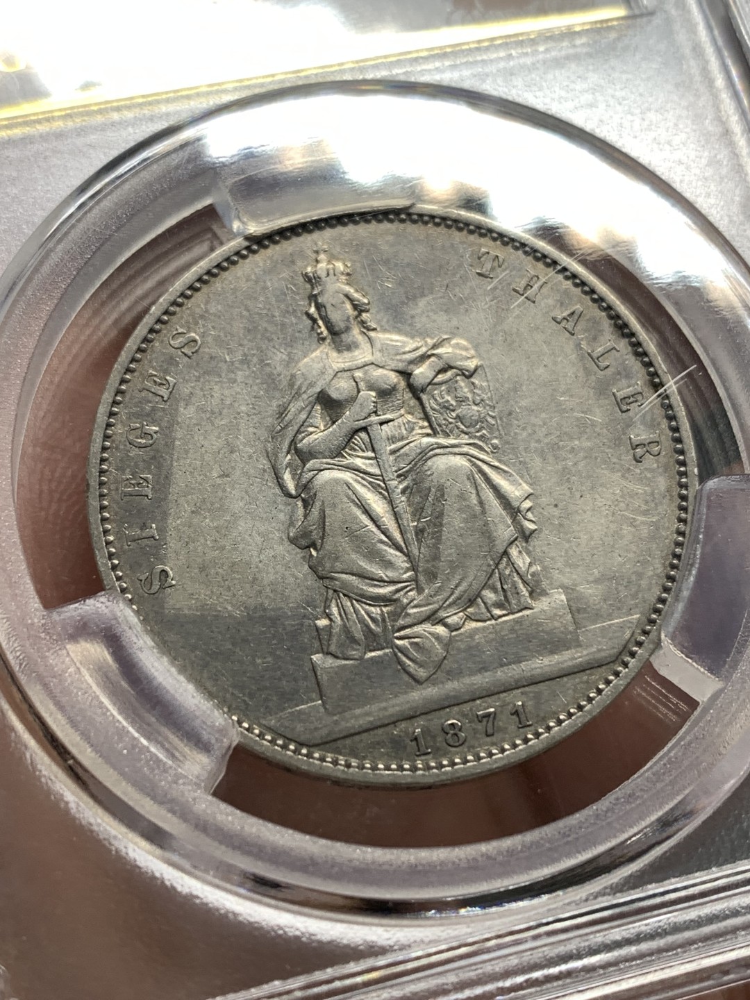 《竞宝斋》第172场-周日，周一2场 (全场包邮) 1871年德国普法战争胜利1泰勒银币，原味好品