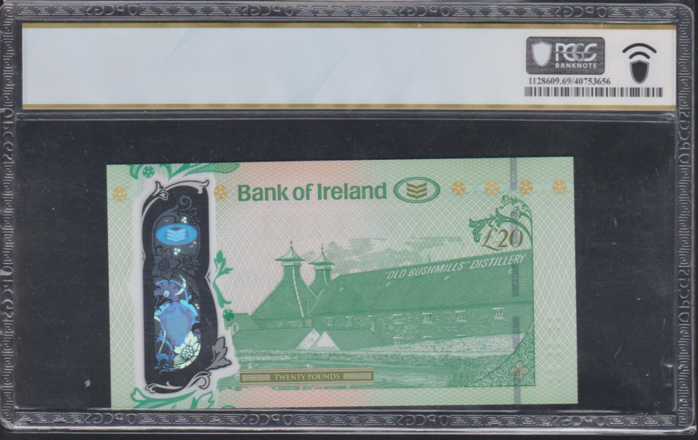 草稿银行第五期国内外钞票拍卖 北爱尔兰2017年版20镑塑料钞 AA首发冠 无47 PCGS69  冠军分