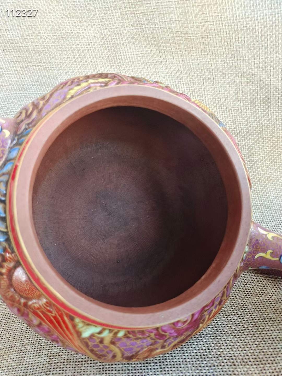 旧藏 精品紫砂壶 乾隆年制 雕刻 画珐琅彩 描金