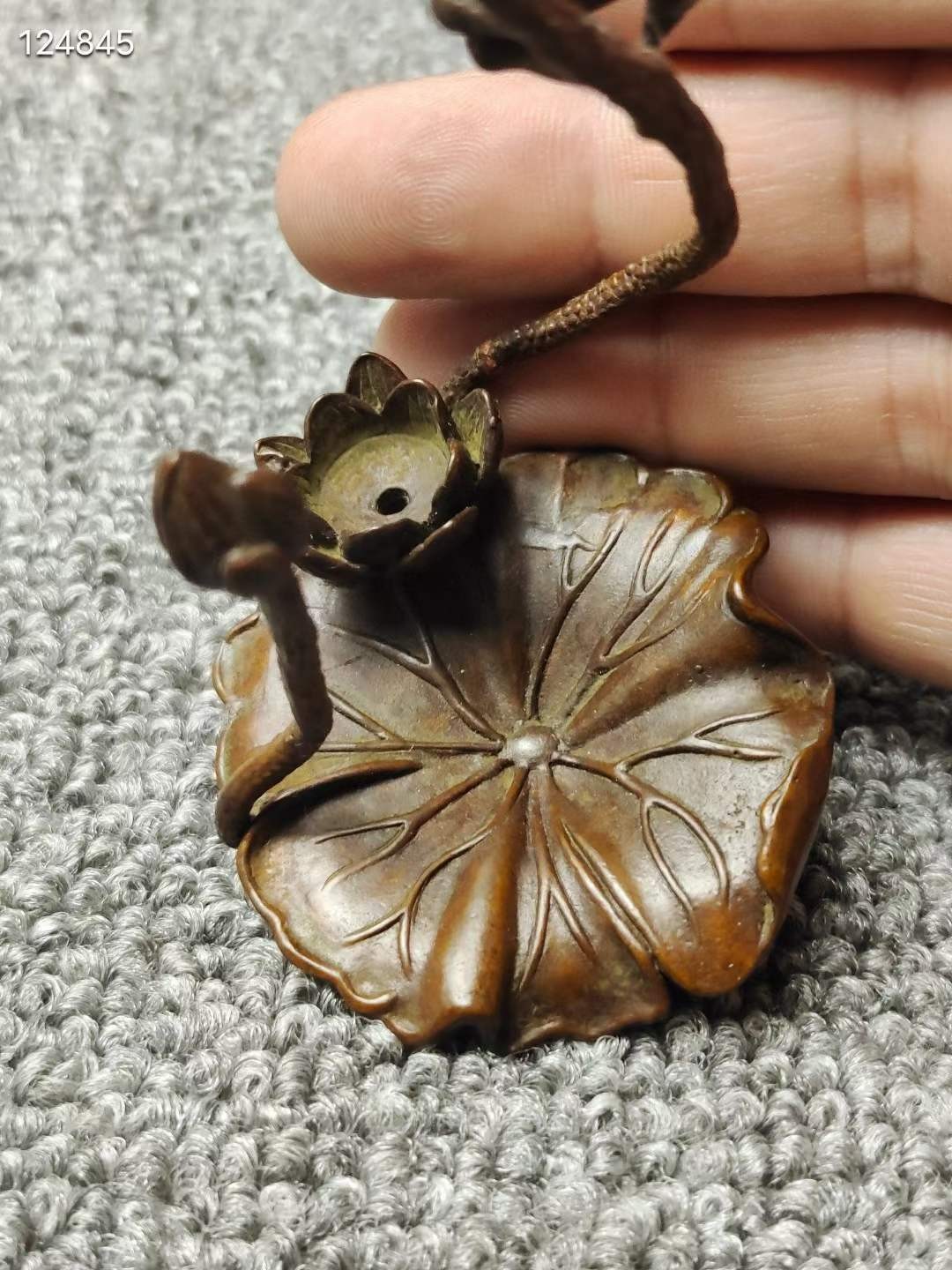 紫铜荷花翠鸟倒流香摆件书房 案头 雅玩