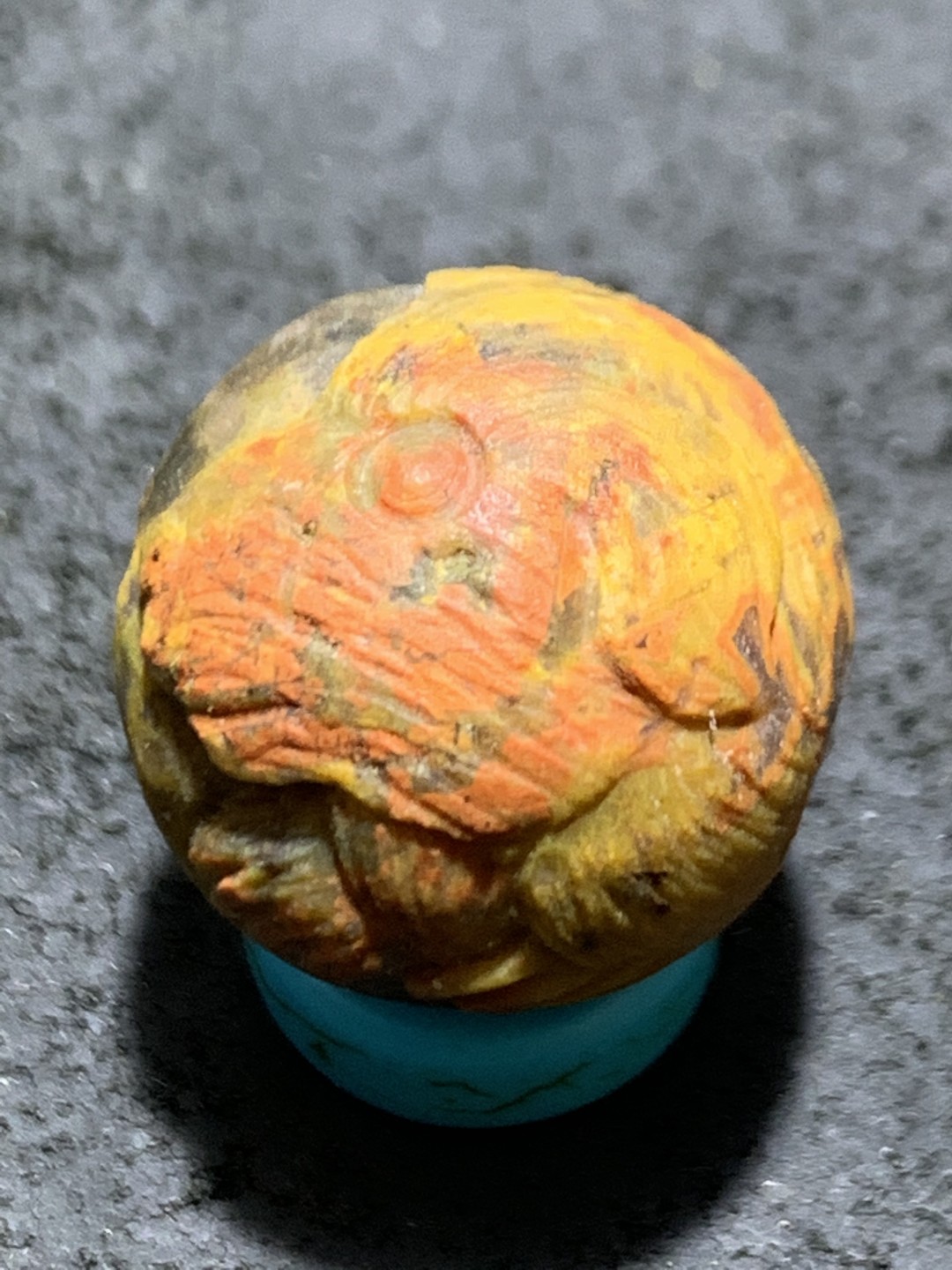 精美亚光原皮战国红玛瑙手工俏色巧雕旺财圆珠一个