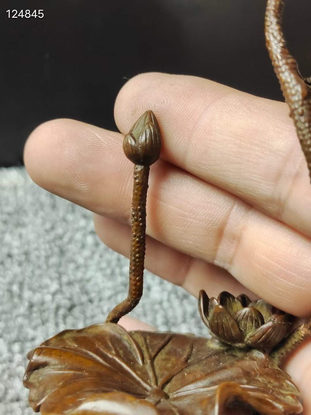 紫铜荷花翠鸟倒流香摆件书房 案头 雅玩