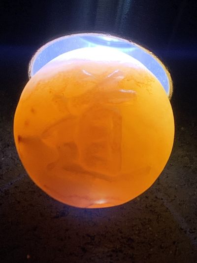 精美战国红玛瑙亚光手工雕刻道字圆珠一颗！ 精美战国红玛瑙亚光手工雕刻道字圆珠一颗！