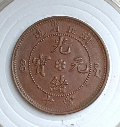光绪元宝湖北省造中心花两边满文源宝当十铜元