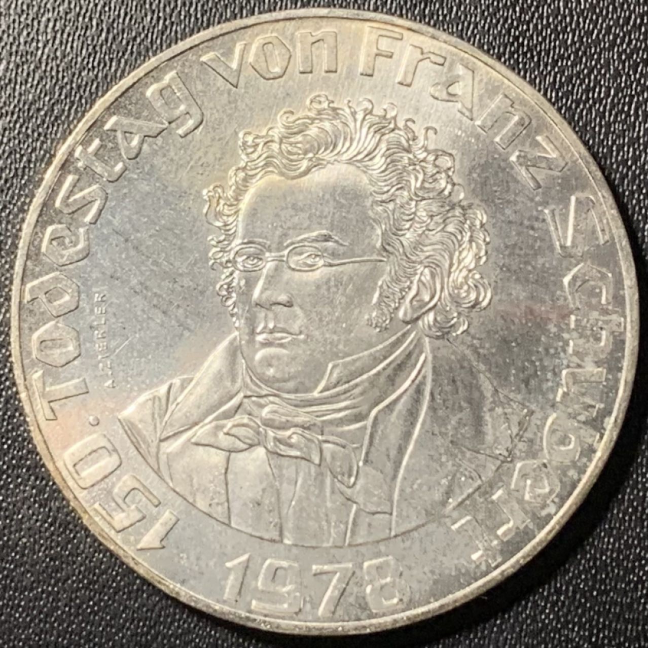 紫瑗钱币——第317期拍卖 奥地利 1978年 舒伯特诞辰150周年 50先令 20克 0.64银 UNC